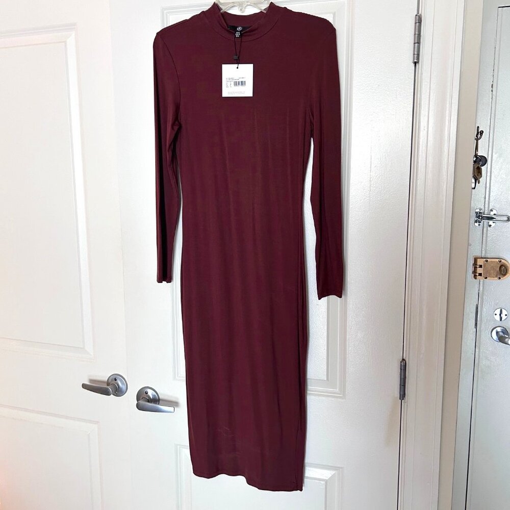 NWY Long Sleeved Brown Bodycon Midi Dress